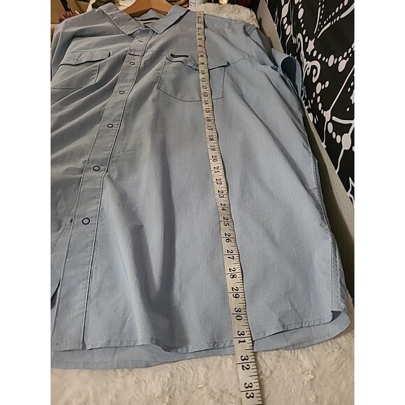 Wrangler Shirt Mens 3XL Outdoor Regular Fit Blue Button Snap Short Sleeve Vent - Picture 7 of 8